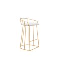 thumbnail image 1 of Benjara Cato 27 Inch Counter Stool Chair, White Faux Leather, Gold Steel Frame, 1 of 6