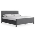 thumbnail image 1 of Benjara Cave California King Bed, Velvet Upholstery, Posts, Gray Mahogany Wood, 1 of 2