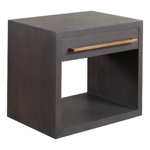 Benjara Ceny Side End Table- 1 Drawer- Gray Oak Solid Mango Wood- 26 Inch