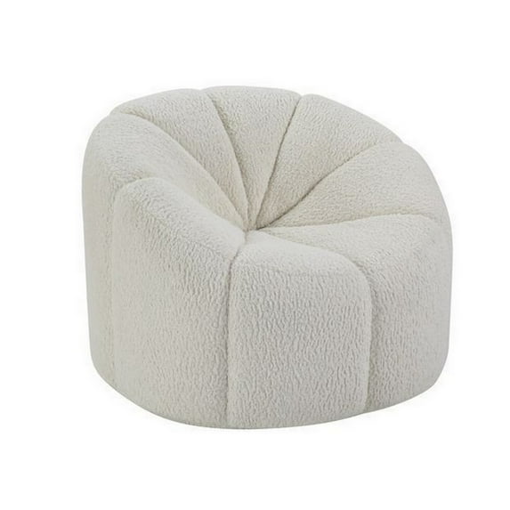 Benjara Chair with Textured Fabric and Vertical Channel Tufting, White