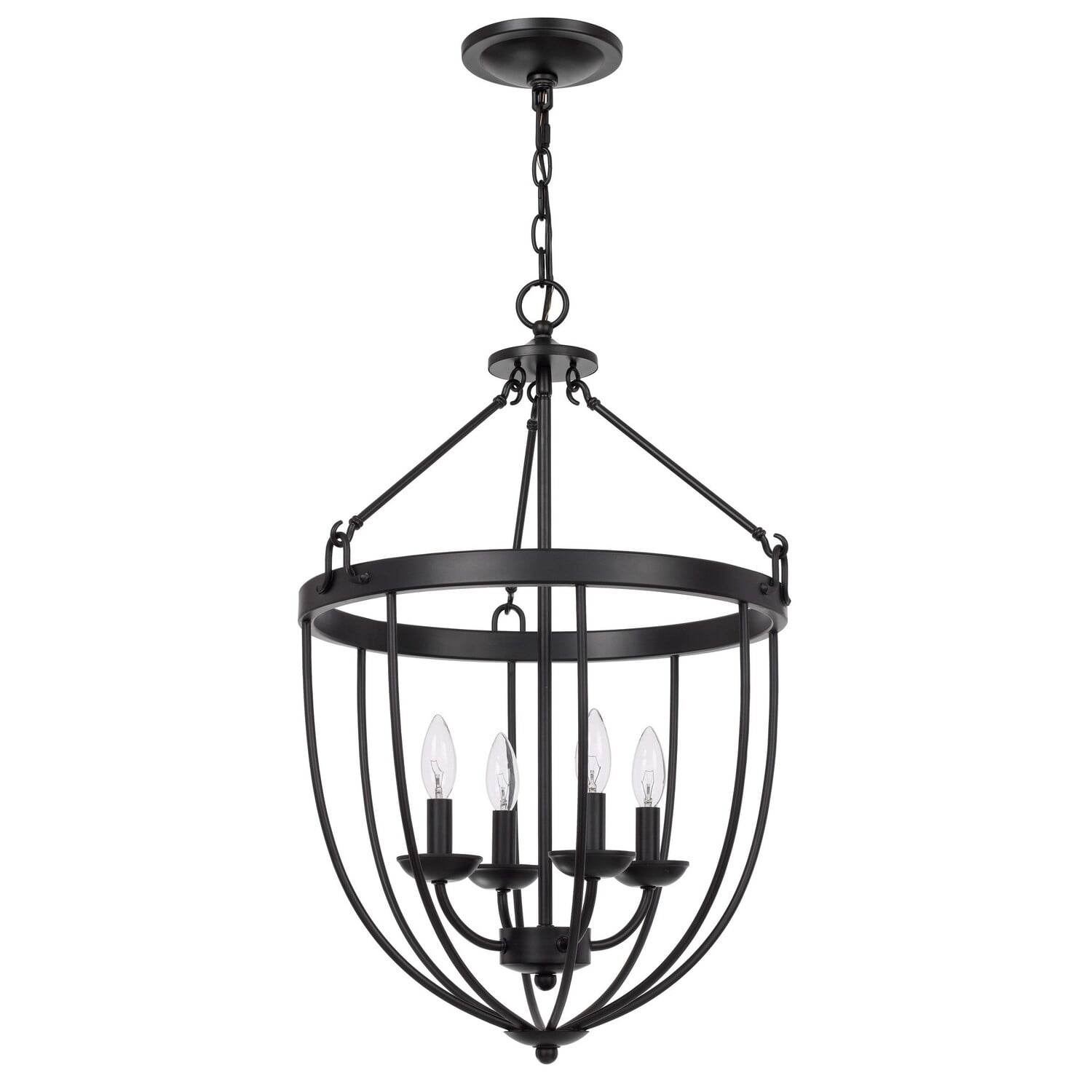 Classic 19" Black Metal Bird Cage Chandelier with 4 Light Fixtures