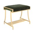 thumbnail image 1 of Benjara Channel Tufted Fabric Vanity Stool with Metal Legs, Green and Gold, 1 of 5