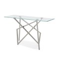 thumbnail image 1 of Benjara Cid 55 Inch Modern Metal Console Table, Tempered Glass, Silver and Clear, 1 of 2