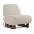 thumbnail image 1 of Benjara Cid Bob 29 Inch Accent Chair, Off White Fabric, Curved Back, Brown Wood, 1 of 6