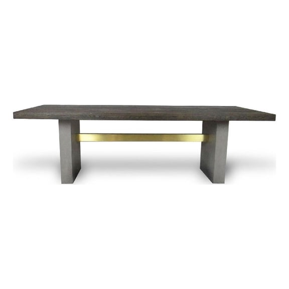 Cid Coe Dining Table- 94 Inch Brown Walnut Top- Gray Concrete Pedestal Base