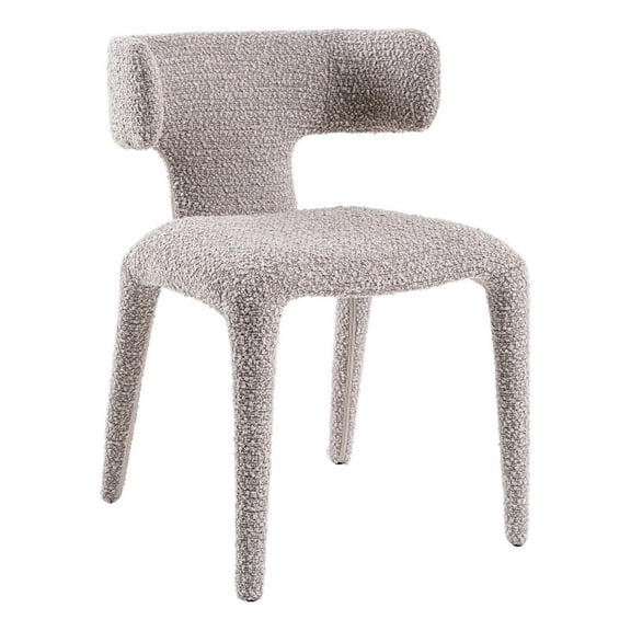 Benjara Cid Eve 21" Dining Chair- Curved Wingback Off White Textured Polyester