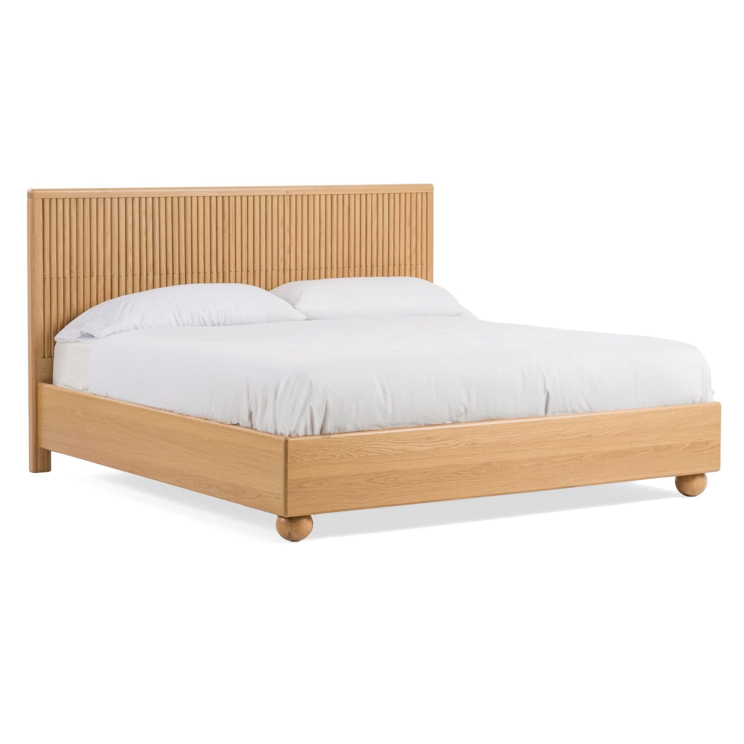 Benjara Cid Joya King Bed, Panel Headboard, Rounded Natural Brown Solid ...