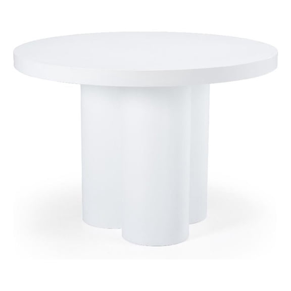 Cid Run Dining Table- White Concrete Abstract Base- Round 43 Inch