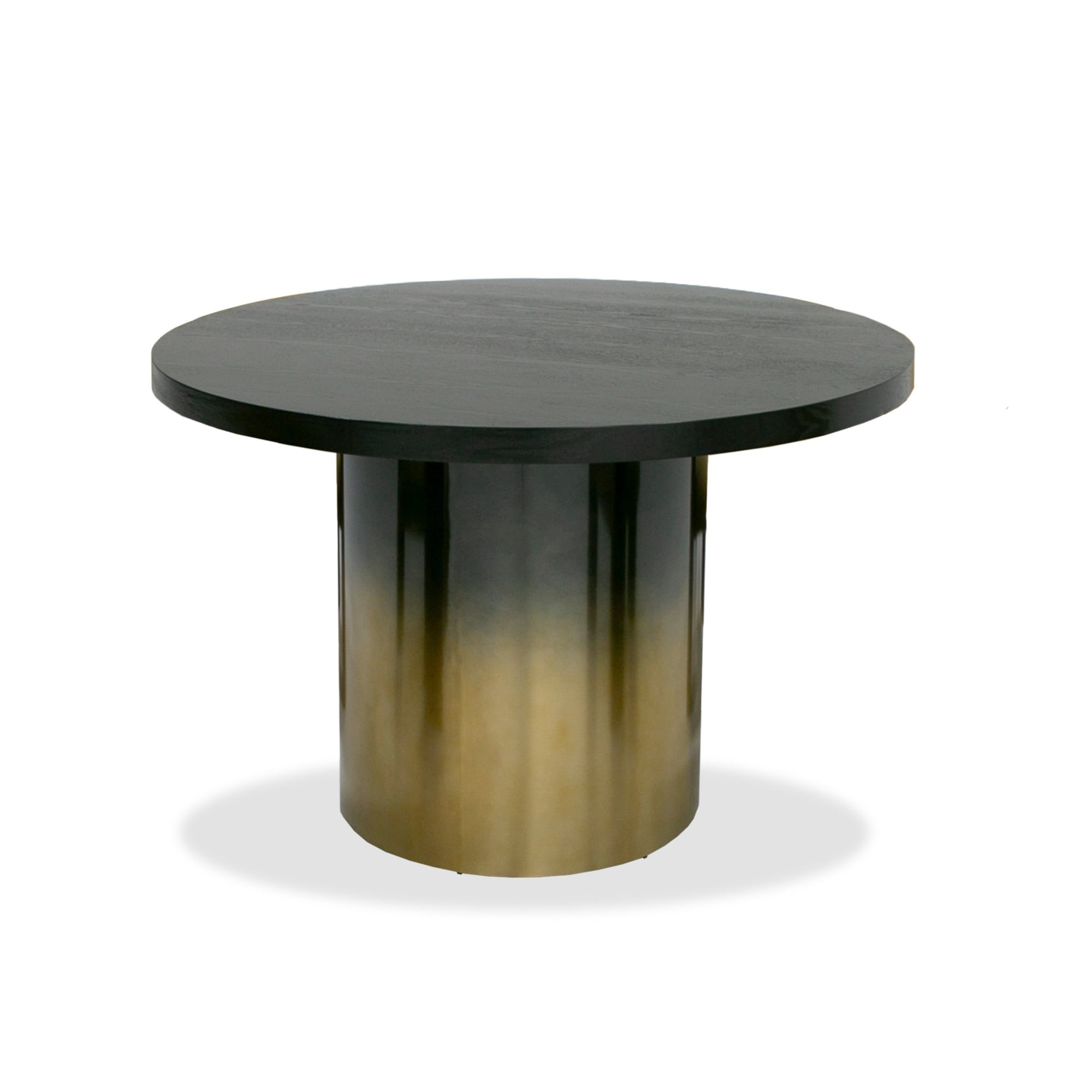 47" Black Ash Wood Round Dining Table with Steel Pedestal Base