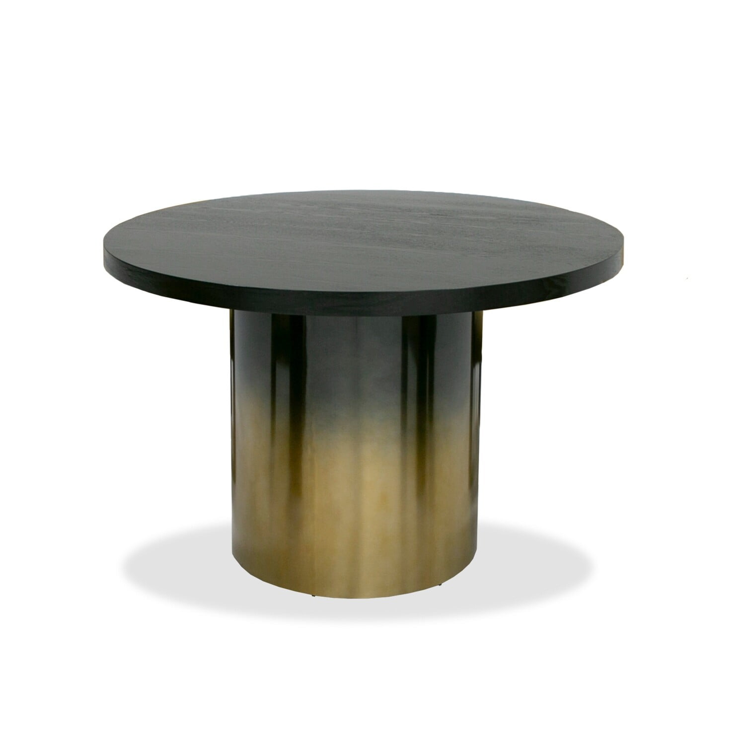 47" Black Ash Wood Round Dining Table with Steel Pedestal Base