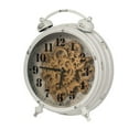 thumbnail image 1 of Benjara Classic Metal Table Clock with Gears Front and Distressed Details, White and Gold, 1 of 5