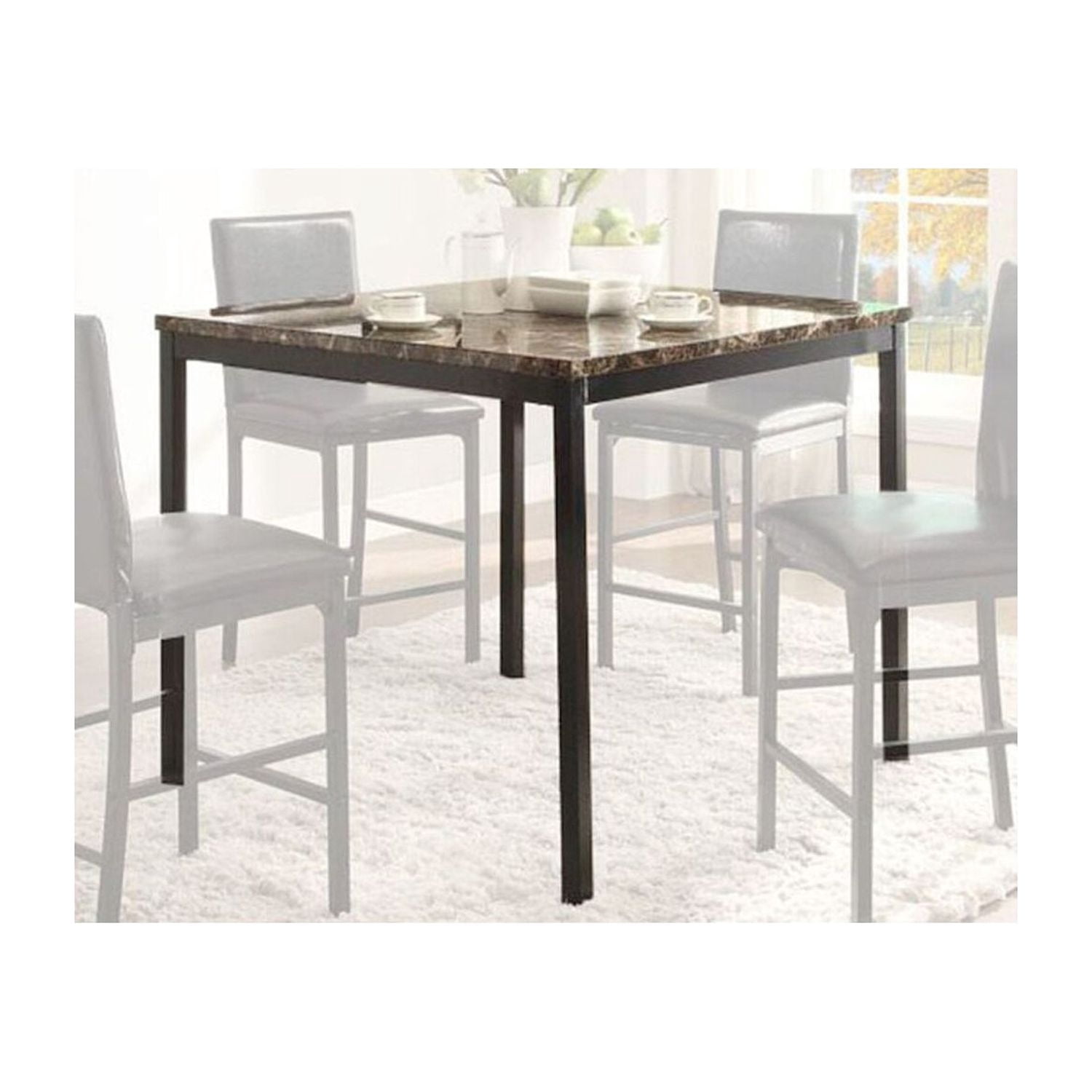 CoUnter Height Table In Metal Frame With Faux Marble Top Black ...