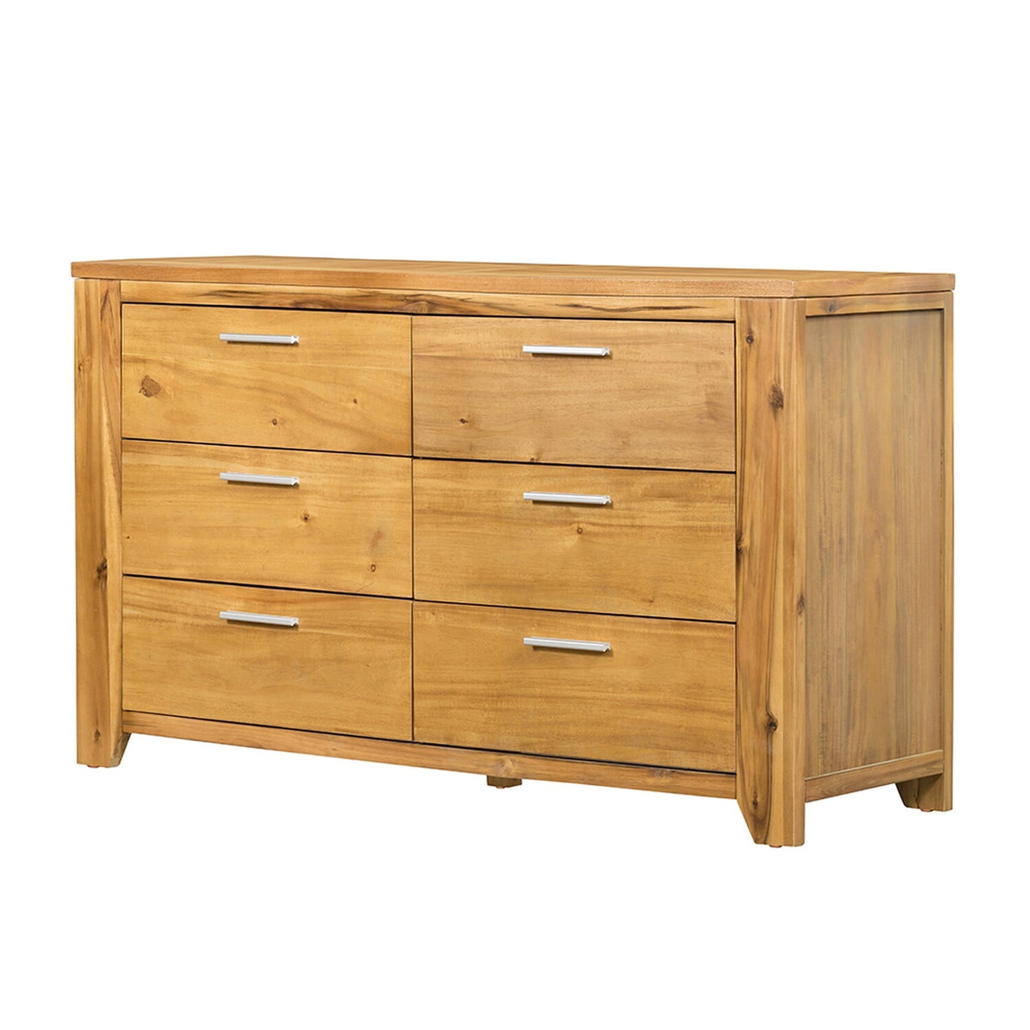 Benjara Coco 53 Inch Dresser Chest, 6 Drawers, Modern, Acacia Wood, Oak ...