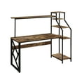 thumbnail image 1 of Benjara Computer Desk and Hutch with Industrial Open Metal Frame, Brown and Black, 1 of 5