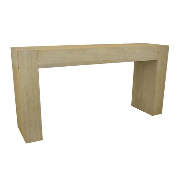 Benjara Console Table- Tall C Shaped Design- 63" Light Brown Wood Body
