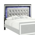 thumbnail image 1 of Benjara Contemporary King Size Wood Headboard with LED and Mirror Trim, White-Color:Black, 1 of 5