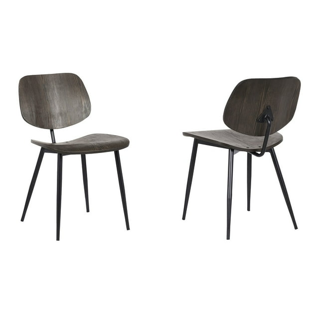 Benjara Contemporary Style Dining Accent Chair with Angled Legs, Set of 2, Brown