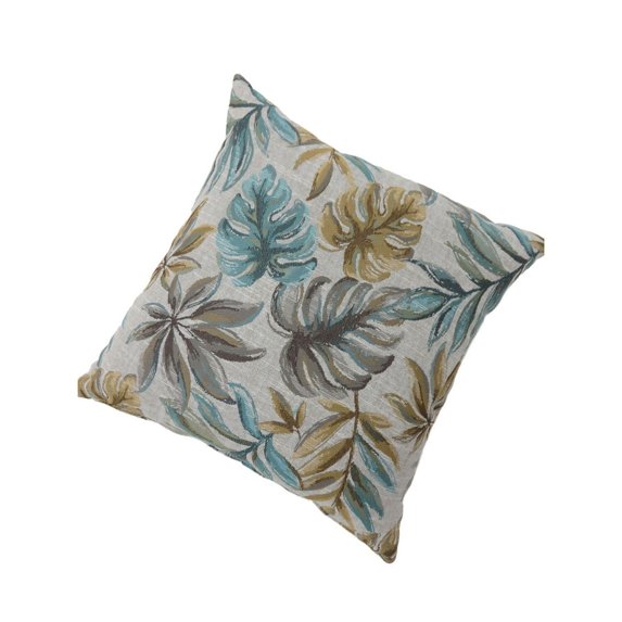 Contemporary Style Leaf Designed Set of 2 Throw Pillows, Blue - Saltoro Sherpi