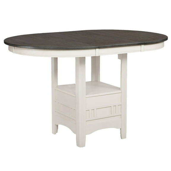 Counter Height Table with Leaf Extension White and Gray