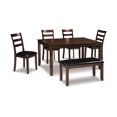 thumbnail image 1 of Covvi 6pc Dining Table Set, Ladder Back Chairs, Brown Wood, 1 of 3