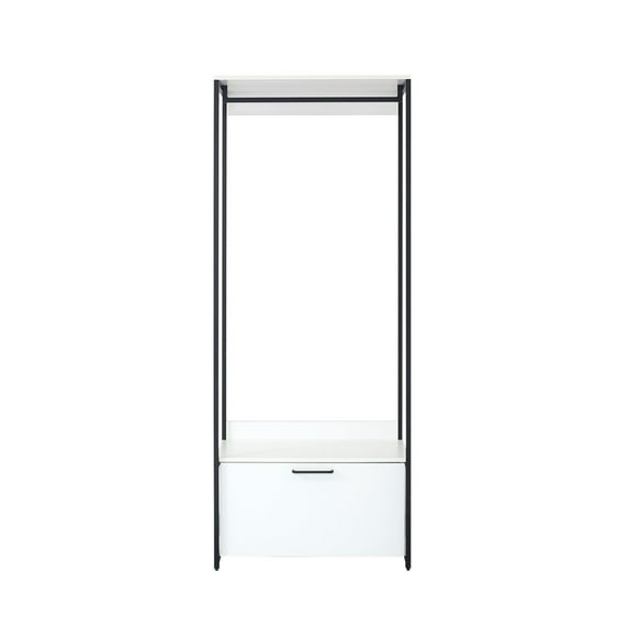 Cox Modular Closet System, 1 Storage Drawer, Hanging Rod, Black Metal Frame