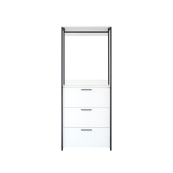 Cox Modular Closet System, 3 Storage Drawers, Hanging Rod, Black Metal