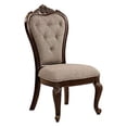 thumbnail image 1 of Benjara Crowned Top Wooden Side Chair with Padded Seating, Set of 2, Brown and Beige, 1 of 5