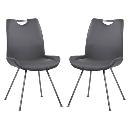 Benjaza 15.5" Transitional Faux Leather Dining Chair in Dark Gray (Set of 2)