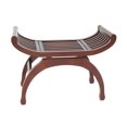 thumbnail image 1 of Curved Design Mission Style Stool with Slatted Seating, Brown, 1 of 5