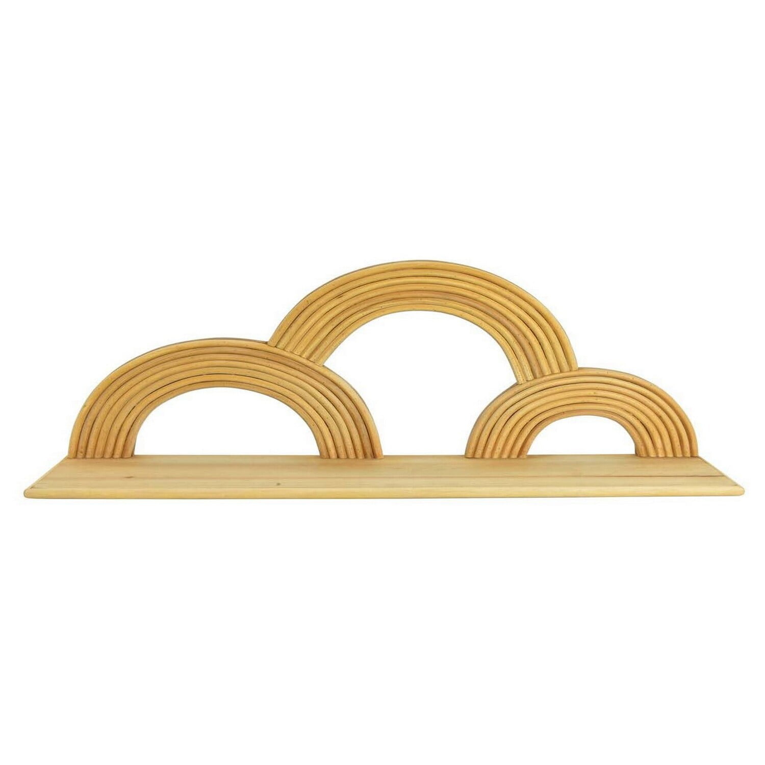 Natural Wood Semi-Circle Design Wall Shelf, 27 Inches