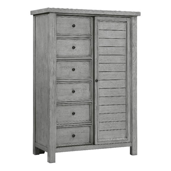Daisy Wardrobe Chest- Gray Mango Veneer- 8 Drawers- Bronze Metal Knobs