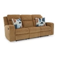 thumbnail image 1 of Damon Manual Reclining Sofa, Camel Brown Polyester, 2 Pillows, 86 Inch, 1 of 5