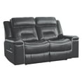 thumbnail image 1 of Benjara Dara 66 Inch Lay Flat Manual Recliner Loveseat, Dark Gray Faux Leather-Color:Dark GrayMaterial, 1 of 5