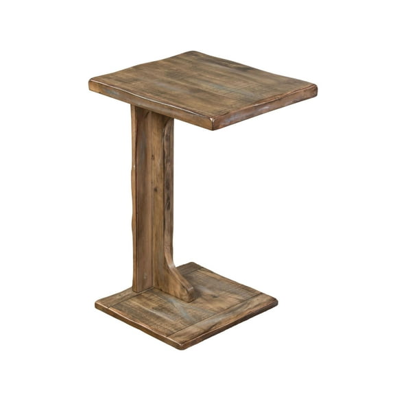 Dazy Sofa Side C Table, 15x12.5 Rustic Light Brown Mahogany Wood