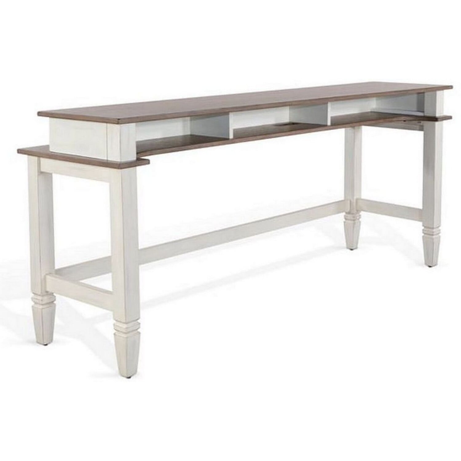 Dean Console Table- USB and Cubbies- 76 Inch Rectangular Brown- White ...