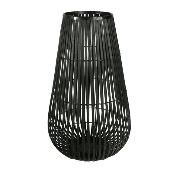 Decorative Drum Shaped Open Cage Bamboo Lantern, Large, Black
