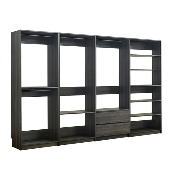 Dee Modular Freestanding Closet System, 4 Hanging Rods, 6 Shelves, Gray