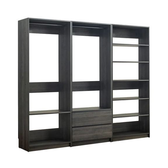 Dee Walk In Closet Modular Freestanding Storage 9 Shelf 2 Drawer Black