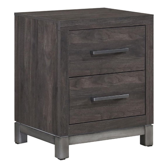 Deena 2 Drawer Nightstand- 25 Inch- Brown Gray Melamine Veneer