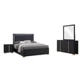 thumbnail image 1 of Dex 4pc Queen Bedroom Set with Modern LED Headboard- Mirror- Black, 1 of 6