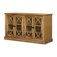 thumbnail image 1 of Benjara Dex 55 Inch Sideboard Buffet Console, 2 Glass Door Cabinets, Walnut Brown, 1 of 5