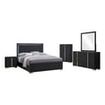 thumbnail image 1 of Dex 5pc Queen Bedroom Set with Modern LED Headboard- Mirror- Black, 1 of 6