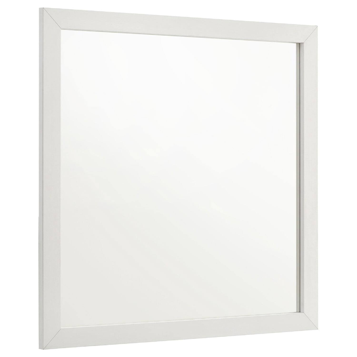 Benjara Dex Rectangular Dresser Mirror, Non-Beveled Glass, White Wood ...