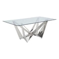 thumbnail image 1 of Benjara Dining Table with Overlapped Metal Geometric Accent- Silver, 1 of 6