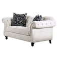 thumbnail image 1 of Benjara BM299714 Div 68 in. Chesterfield Loveseat, 2 Pillows, Camelback Seat - White & Black, Brown, 1 of 5