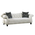 thumbnail image 1 of Benjara Div 87 Inch Chesterfield Sofa, 2 Pillows, Reverse Camelback, White Velvet, 1 of 5