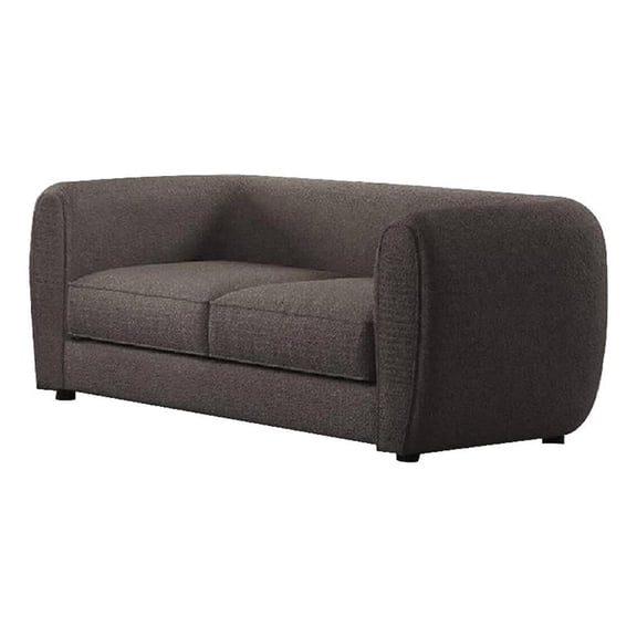 Benjara Dly Retro Loveseat- Gray Boucle Seat- Welt Trim- 68" Tuxedo Style