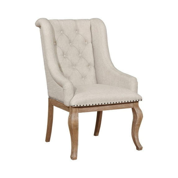 Benjara Doe 27" Armchair (Set of 2)- Button Tufted- Wingback Design- Cream