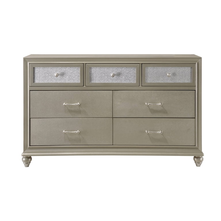 Benjara Dresser with 7 Storage Drawers and Turnip Feet, Champagne Gold -  Walmart.com