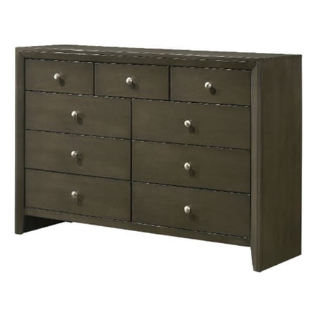 Dresser with 9 Drawers and Panel Base Support Gray